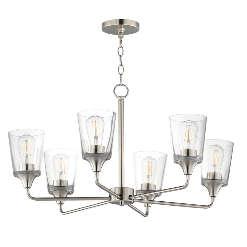 Maxim 12876CLSN Six Light Chandelier, Satin Nickel