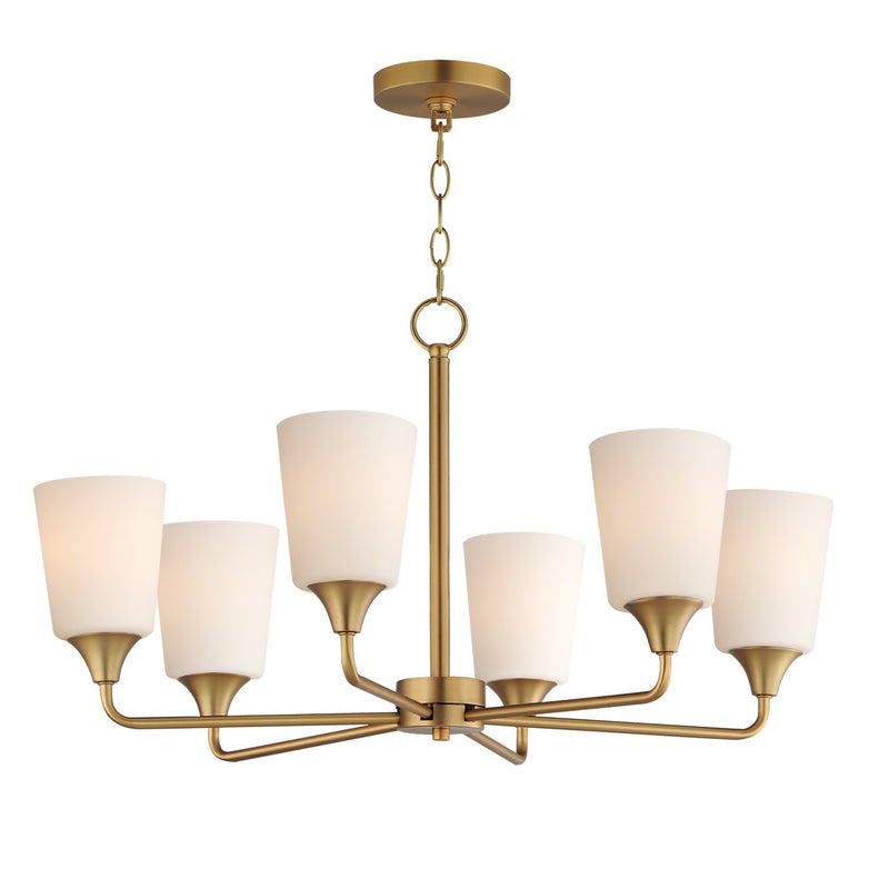 Maxim 12876SWNAB Six Light Chandelier, Natural Aged Brass