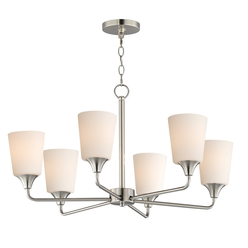 Maxim 12876SWSN Six Light Chandelier, Satin Nickel
