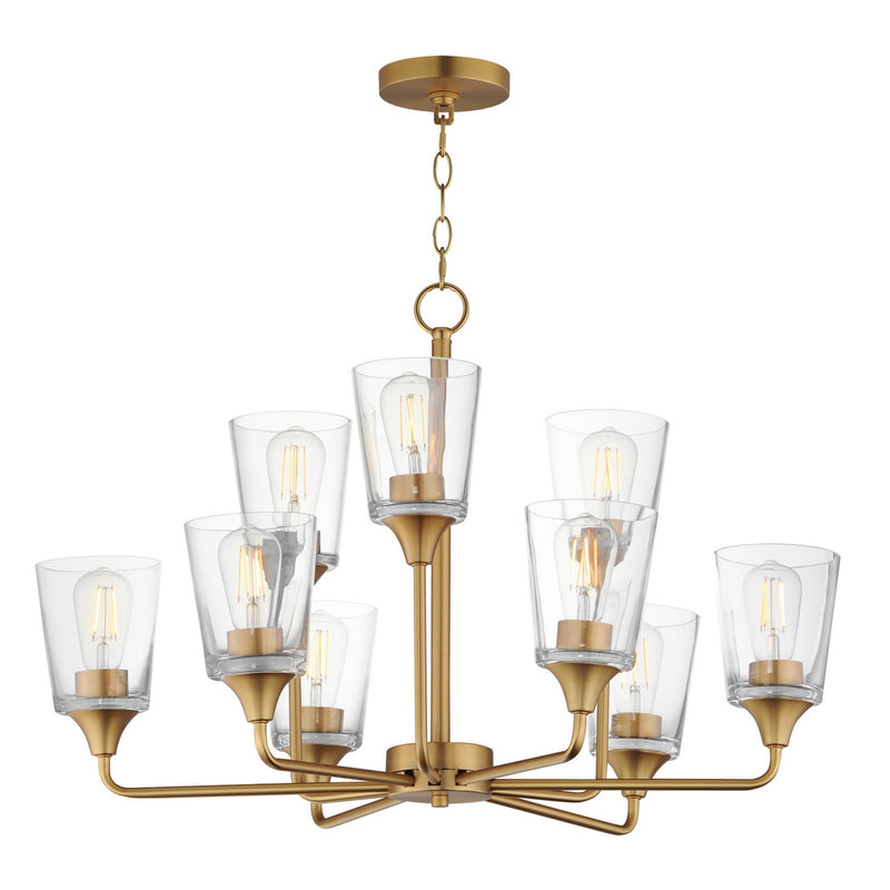 Maxim 12879CLNAB Nine Light Chandelier, Natural Aged Brass