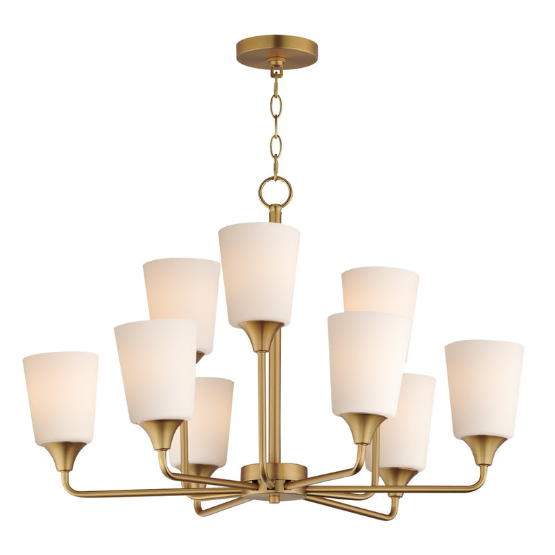 Maxim 12879SWNAB Nine Light Chandelier, Natural Aged Brass
