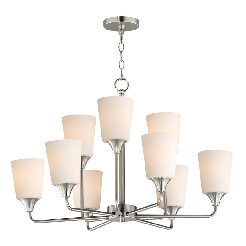 Maxim 12879SWSN Nine Light Chandelier, Satin Nickel