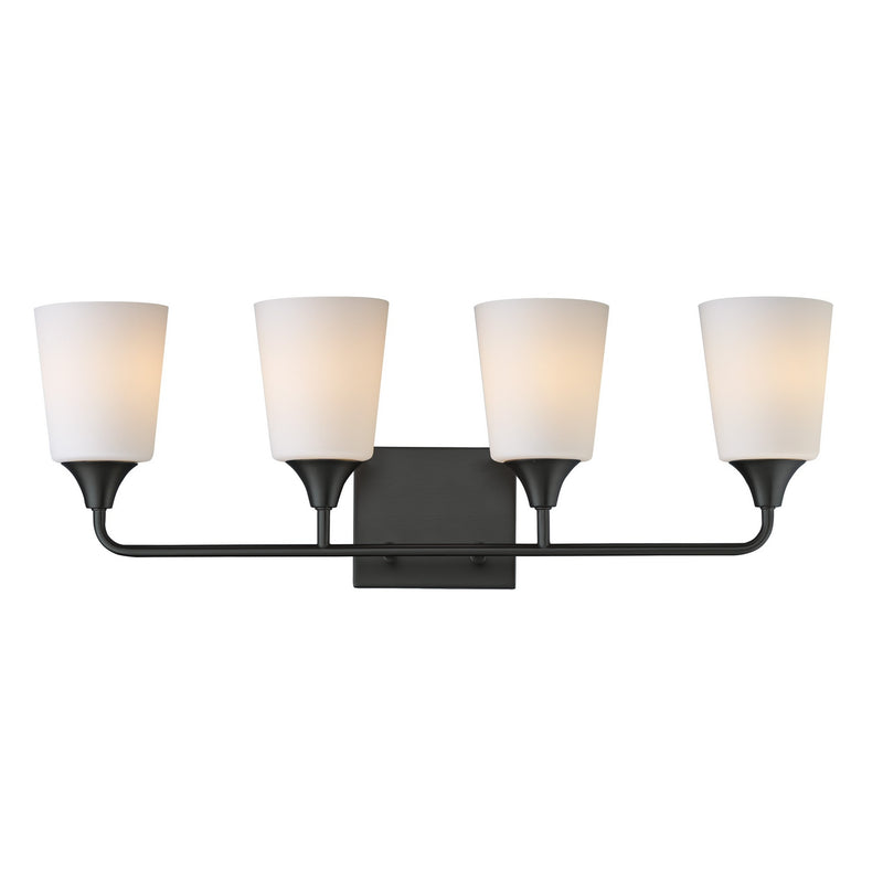 Maxim 12884SWBK Four Light Bath Vanity, Black