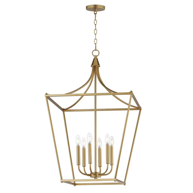 Maxim 25316NAB Six Light Pendant, Natural Aged Brass