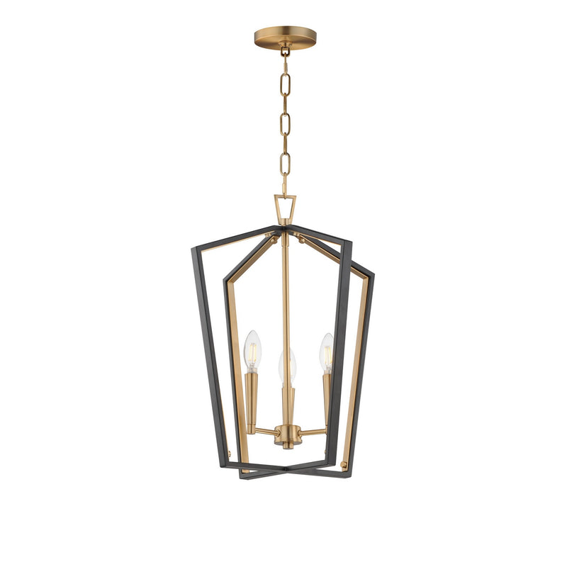 Maxim 28613BKNAB Three Light Pendant, Black / Natural Aged Brass