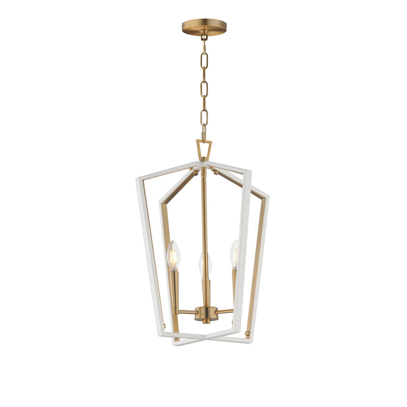 Maxim 28613WTNAB Three Light Pendant, White/Natural Aged Brass