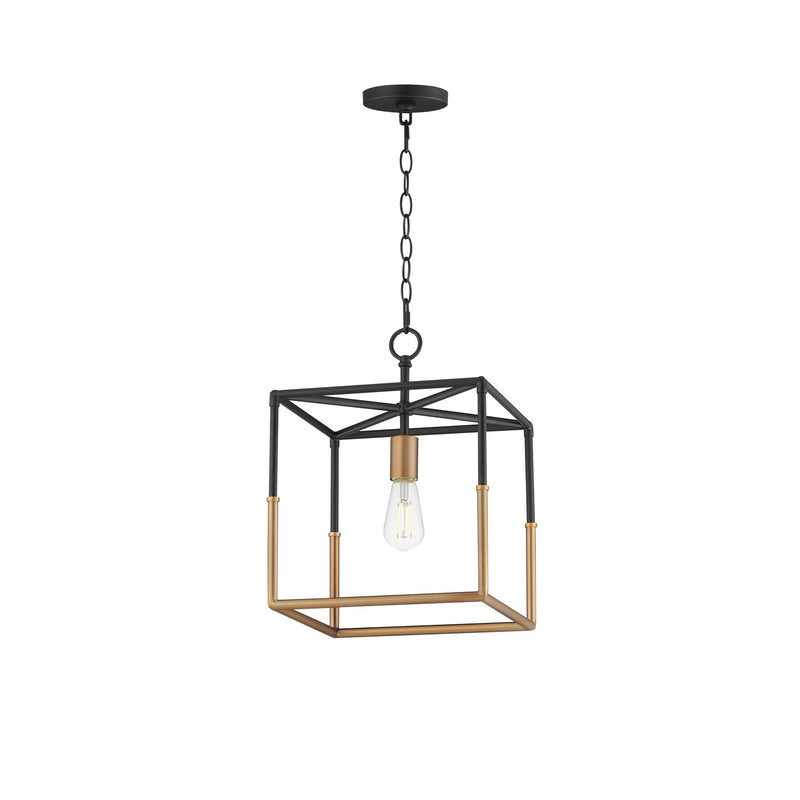 Maxim 28621BKWBR One Light Pendant, Black/Weathered Brass