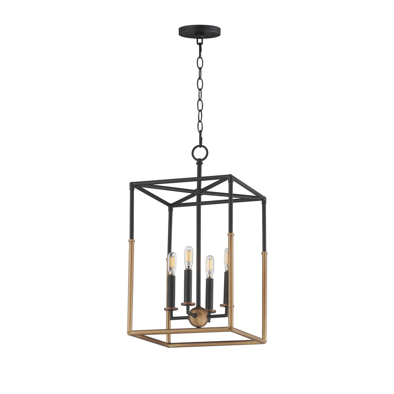 Maxim 28624BKWBR Four Light Pendant, Black/Weathered Brass