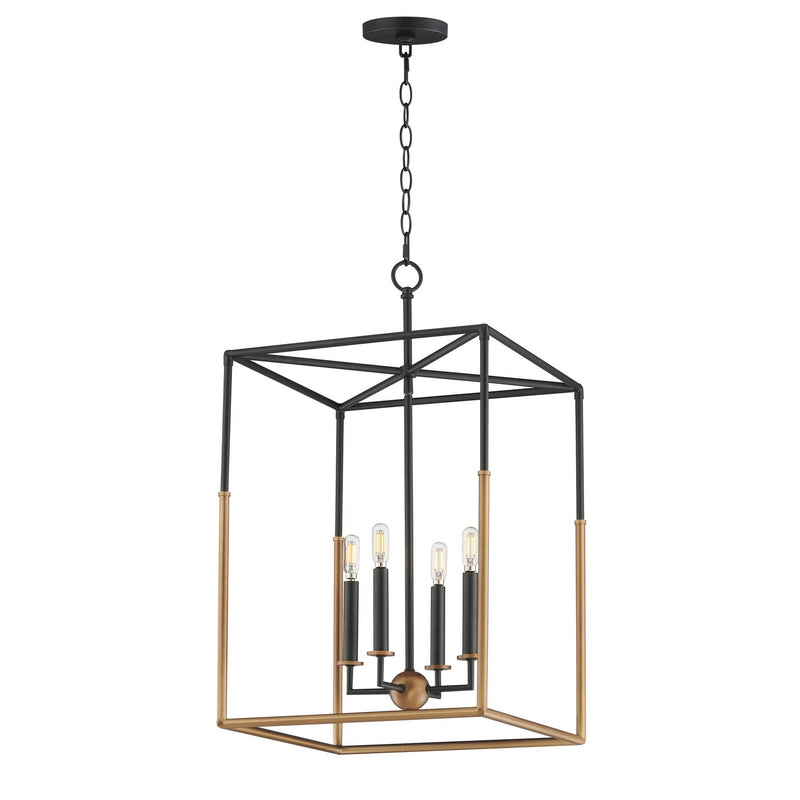 Maxim 28625BKWBR Four Light Pendant, Black/Weathered Brass
