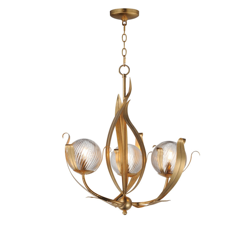 Maxim 28713CRGL Three Light Pendant, Gold Leaf