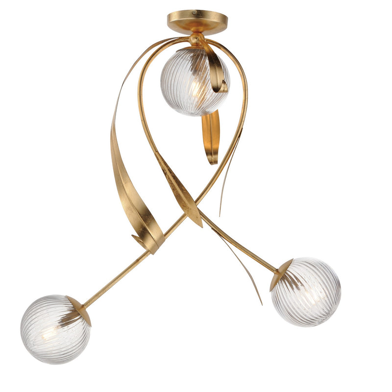 Maxim 28714CRGL Three Light Flush Mount, Gold Leaf