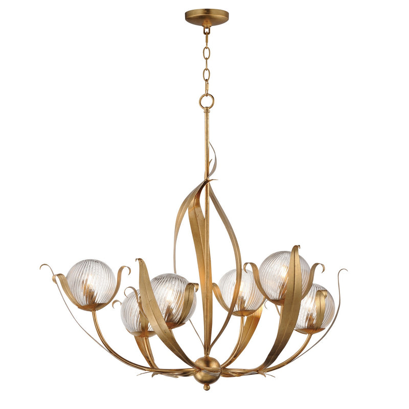 Maxim 28716CRGL Six Light Chandelier, Gold Leaf