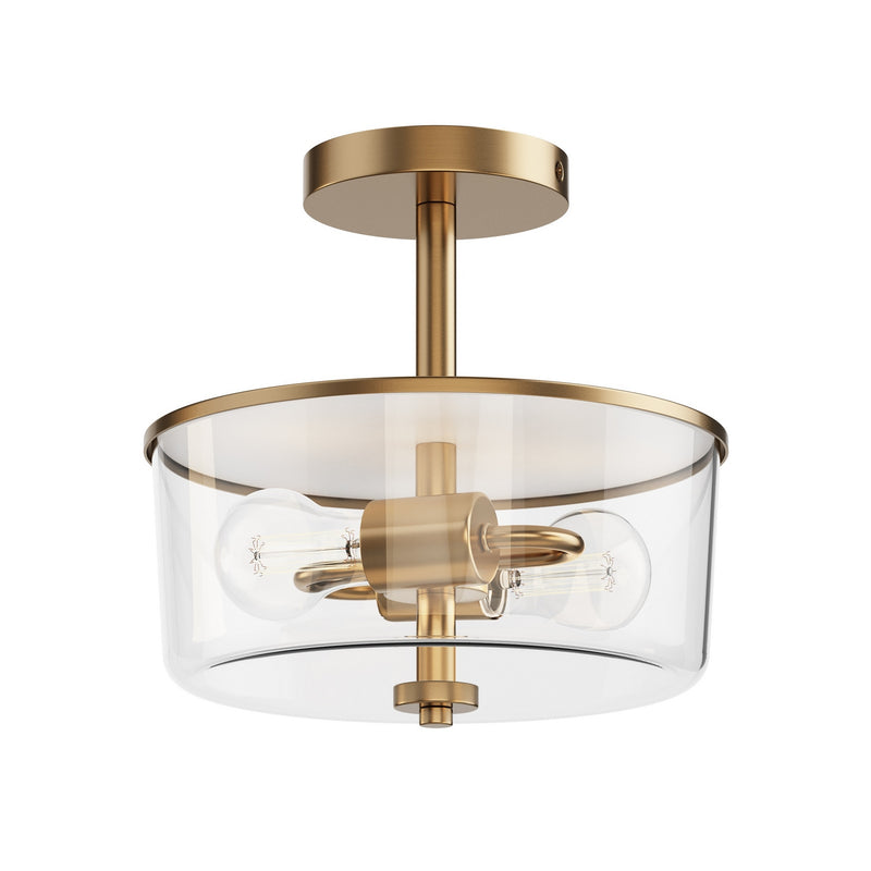 Maxim 5692CLNAB Two Light Semi Flush/Pendant Convertible, Natural Aged Brass