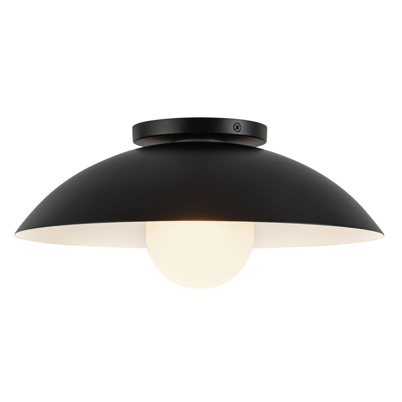 Kuzco Lighting SF10814-BK/OP One Light Semi-Flush Mount, Black/Opal Glass