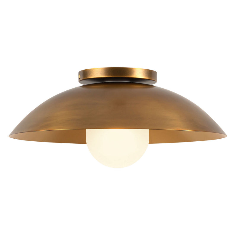 Kuzco Lighting SF10814-VB/OP One Light Semi-Flush Mount, Vintage Brass/Opal Glass