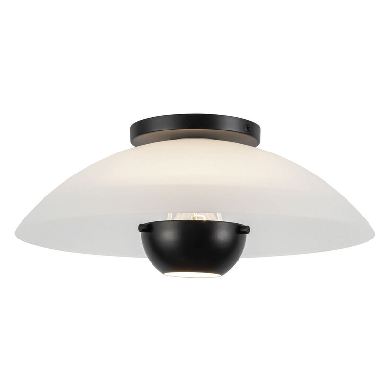 Kuzco Lighting SF11914-OP/BK One Light Semi-Flush Mount, Opal Glass/Black