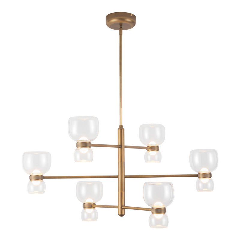 Alora CH310336VBCL LED Chandelier, Vintage Brass/Clear Glass