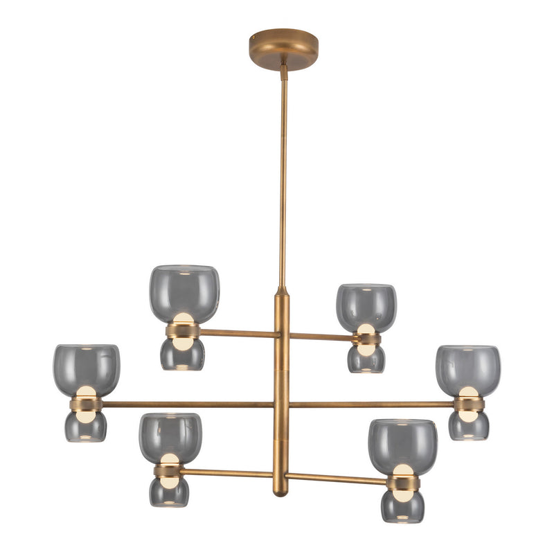 Alora CH310336VBSM LED Chandelier, Vintage Brass/Smoked Glass