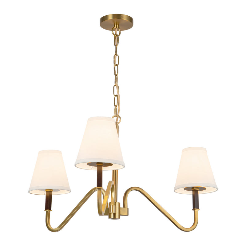 Alora CH445330BGWL Three Light Chandelier, Brushed Gold/White Linen