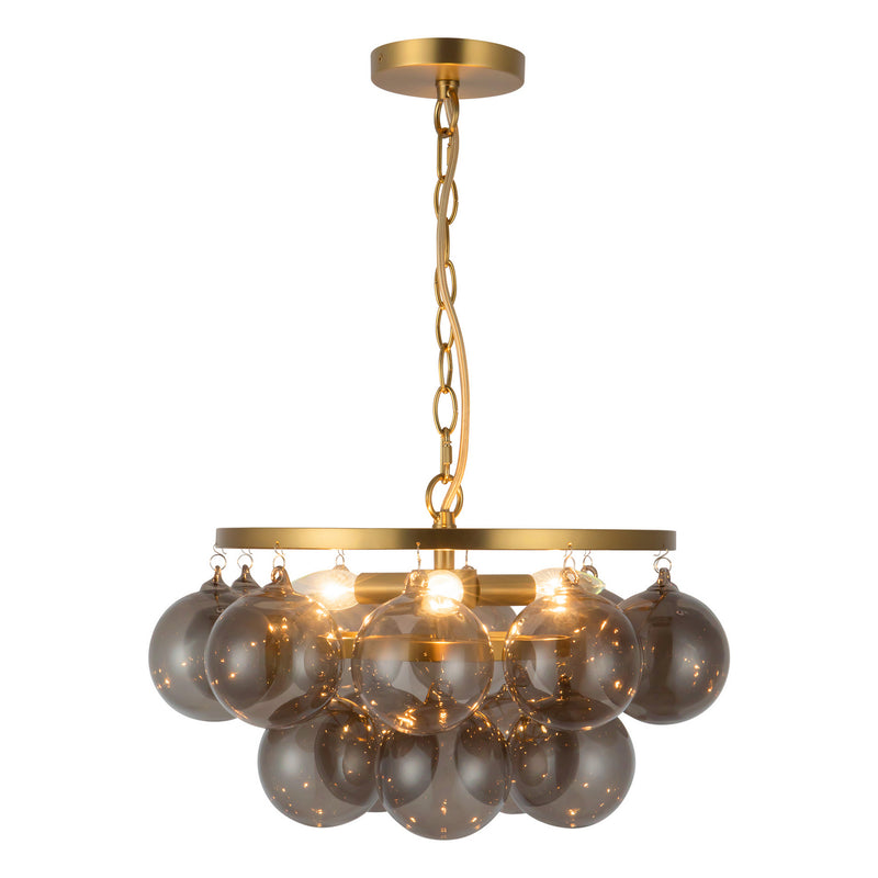 Alora CH654318BGSM Three Light Chandelier, Brushed Gold/Smoked Glass