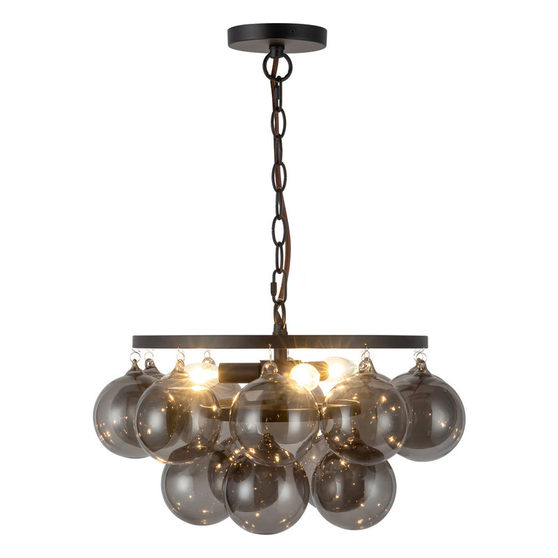 Alora CH654318MBSM Three Light Chandelier, Matte Black/Smoked Solid Glass