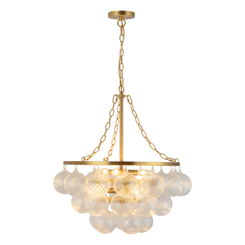 Alora CH654624BGRC Six Light Chandelier, Brushed Gold/Clear Ribbed Glass