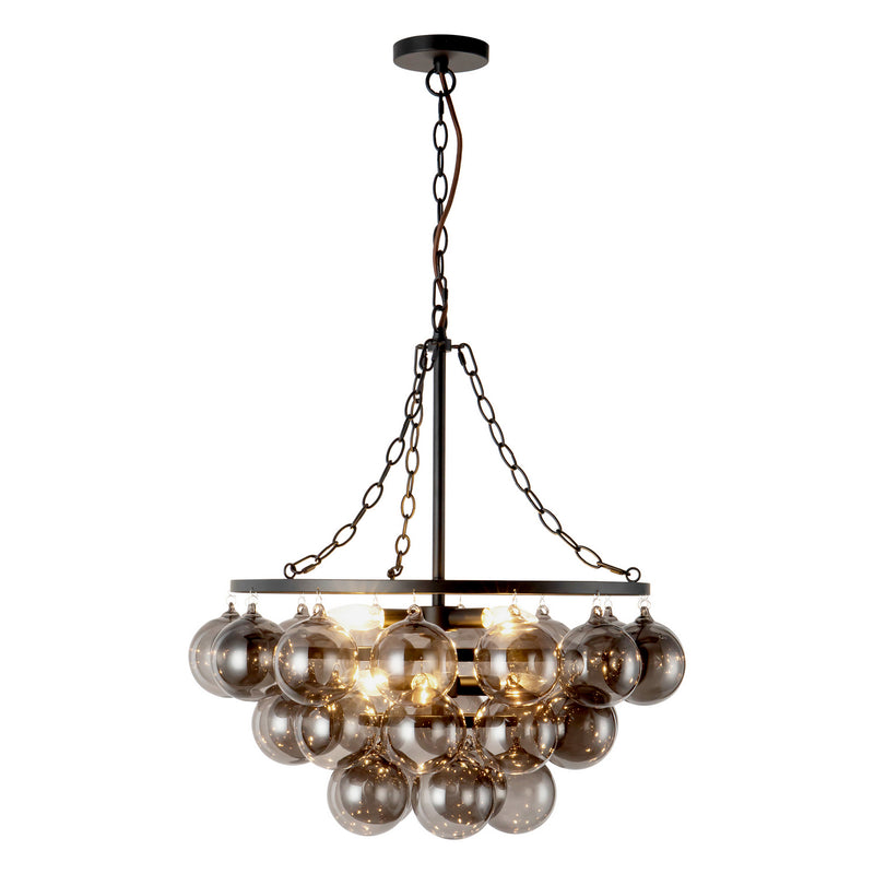 Alora CH654624MBSM Six Light Chandelier, Matte Black/Smoked Solid Glass