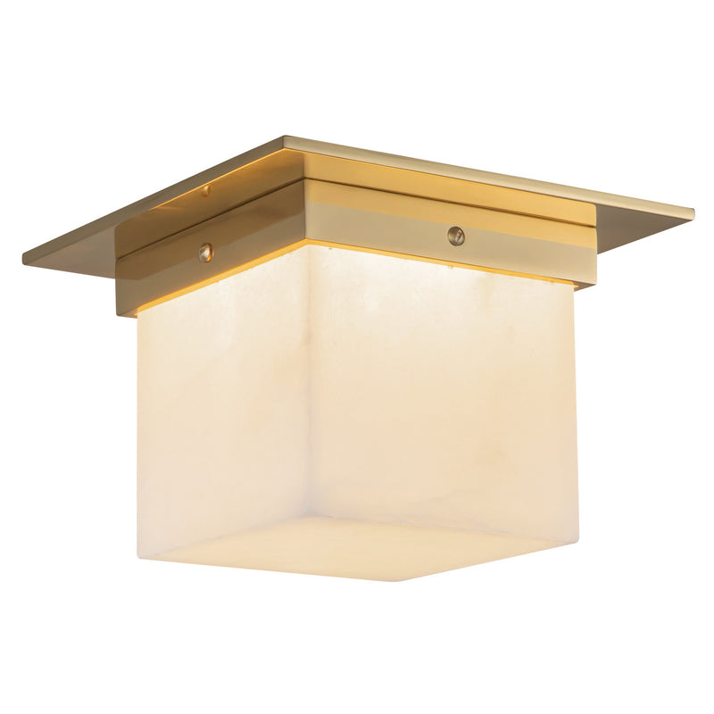 Alora FM356085PTBAR One Light Flush Mount, Patina Brass/Alabaster