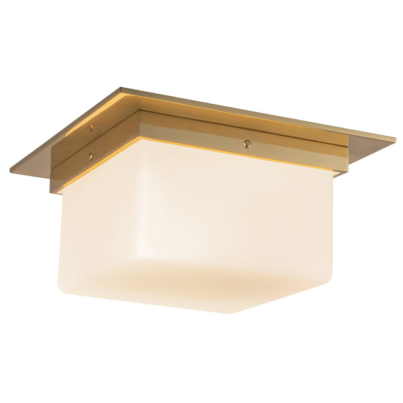 Alora FM356115PTBOP Two Light Flush Mount, Patina Brass/Opal Glass