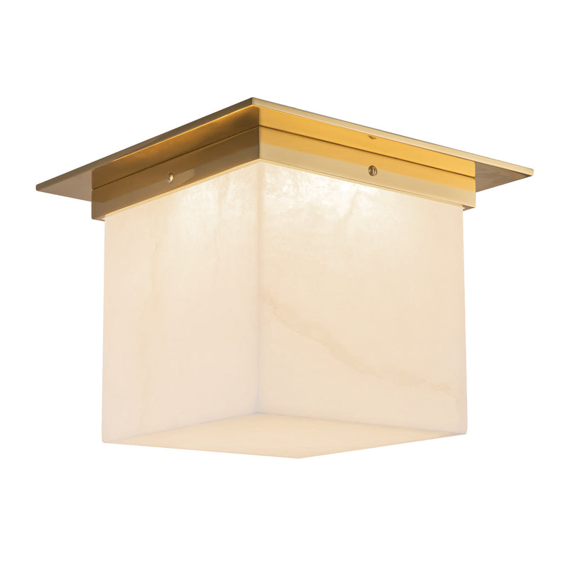 Alora FM356118PTBAR One Light Flush Mount, Patina Brass/Alabaster