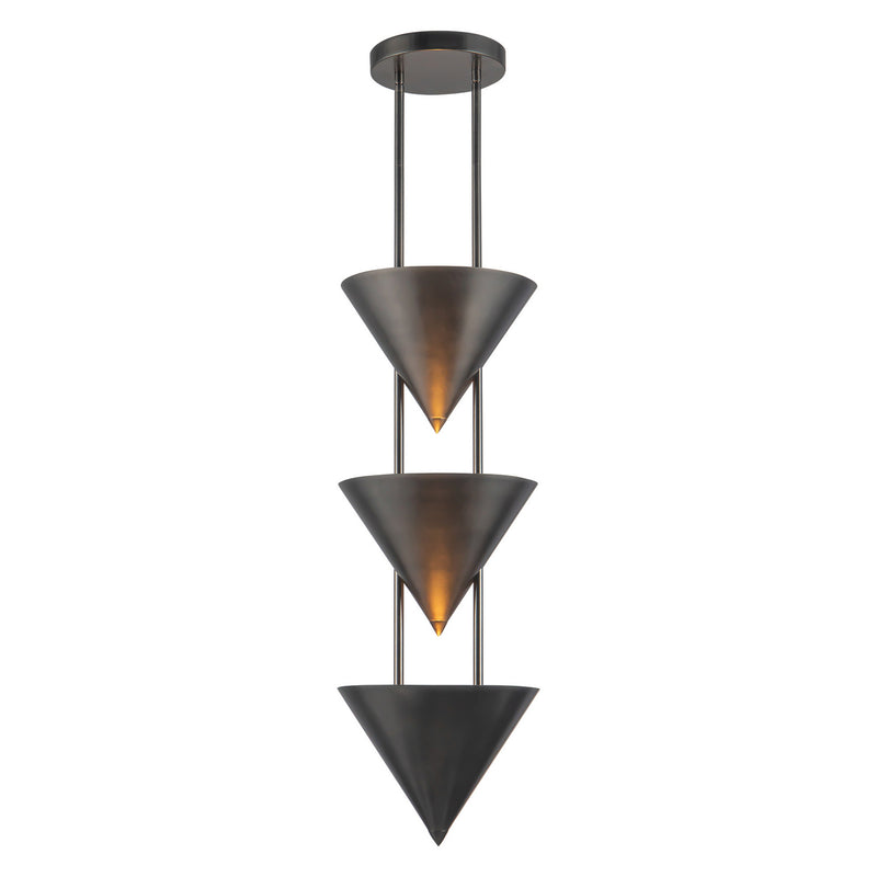 Alora PD341328STA Three Light Pendant, Aged Steel