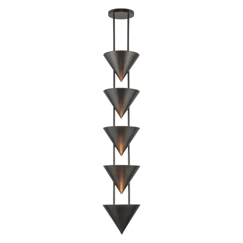 Alora PD341548STA Five Light Pendant, Aged Steel