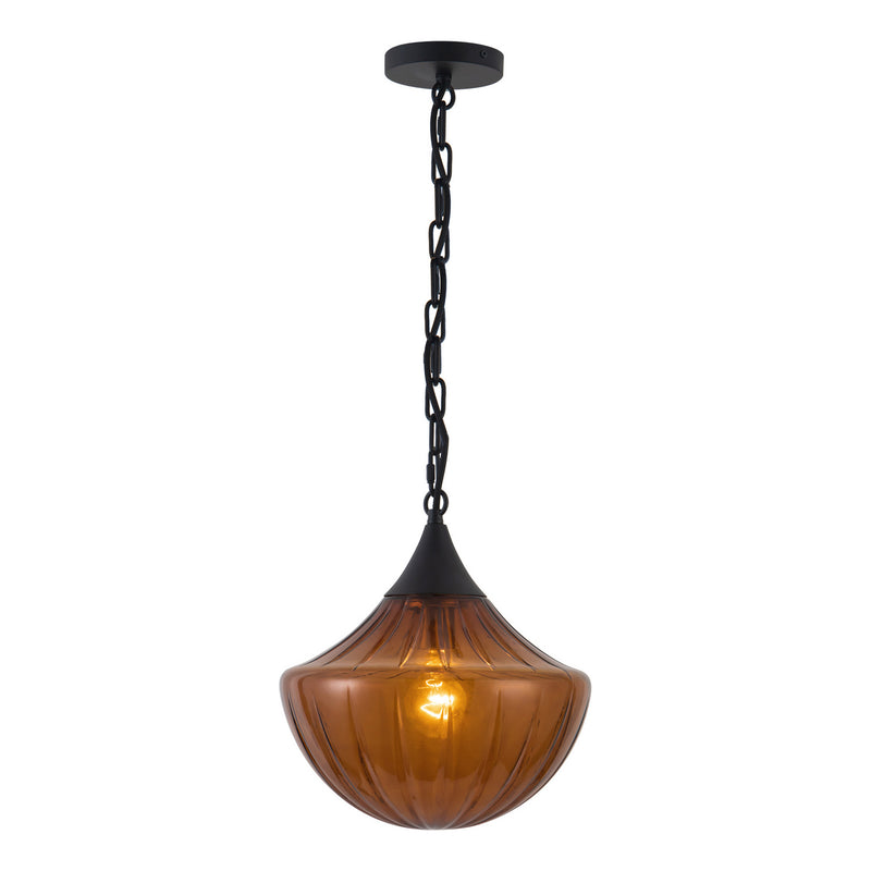 Alora PD651012MBAM One Light Pendant, Matte Black/Amber
