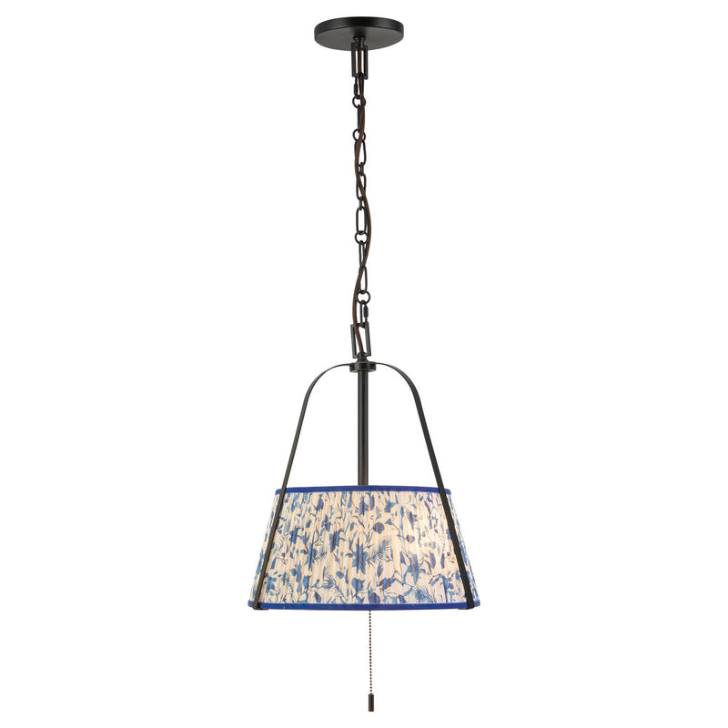 Alora PD675213MBBL Two Light Pendant, Matte Black/Blue Linen