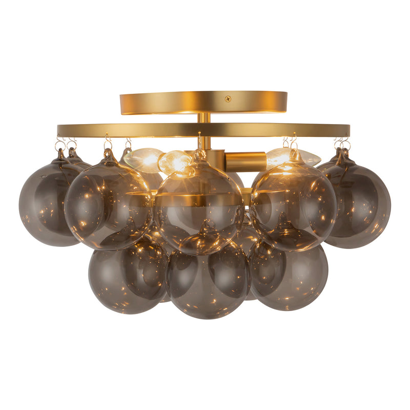 Alora SF654318BGSM Three Light Semi-Flush Mount, Brushed Gold/Smoked Glass