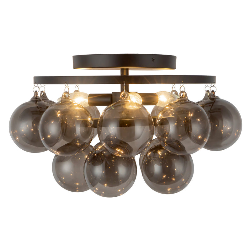 Alora SF654318MBSM Three Light Semi-Flush Mount, Matte Black/Smoked Solid Glass
