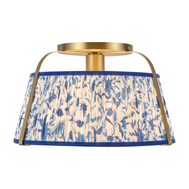 Alora SF675213BGBL One Light Semi-Flush Mount, Brushed Gold/Blue Linen