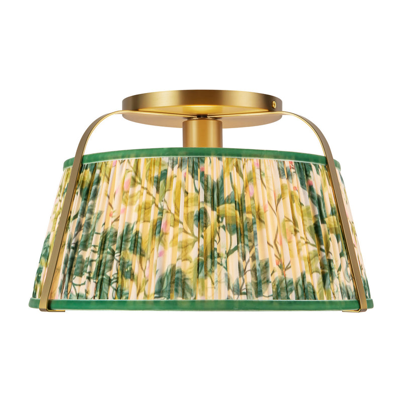 Alora SF675213BGGL One Light Semi-Flush Mount, Brushed Gold/Green Linen