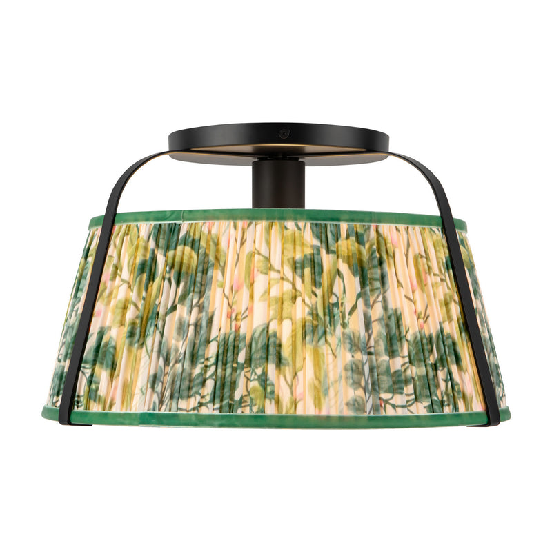 Alora SF675213MBGL One Light Semi-Flush Mount, Matte Black/Green Linen