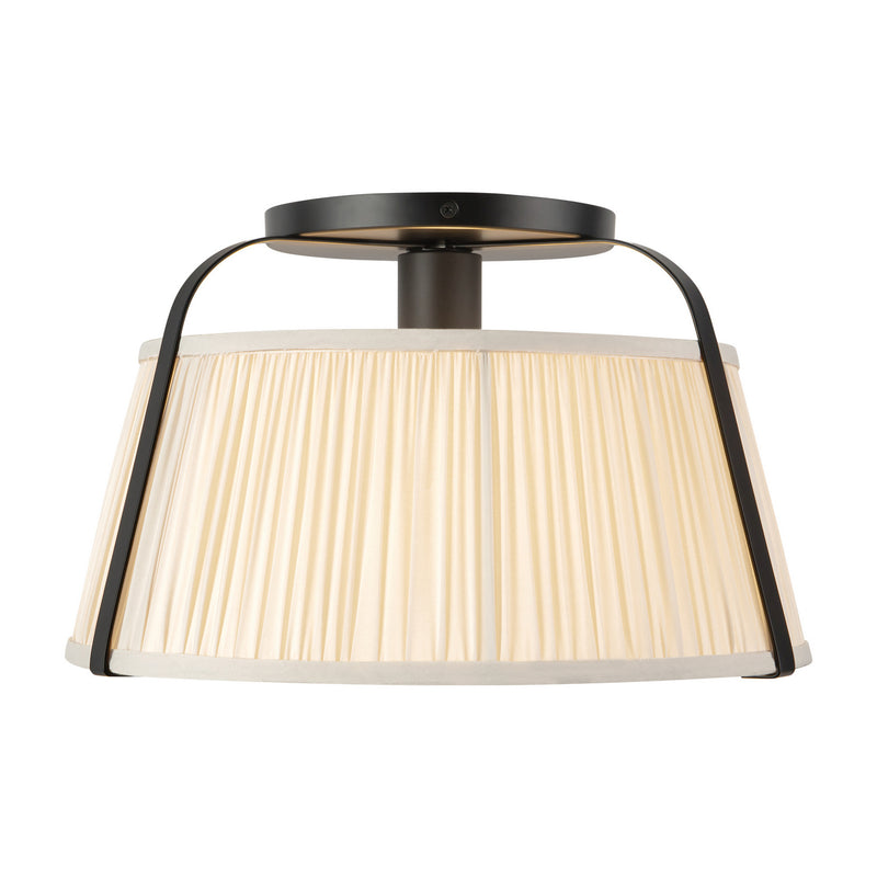 Alora SF675213MBWL One Light Semi-Flush Mount, Matte Black/White Linen