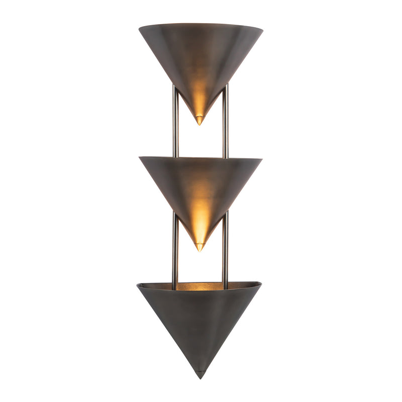 Alora WS341328STA Three Light Wall Sconce, Aged Steel