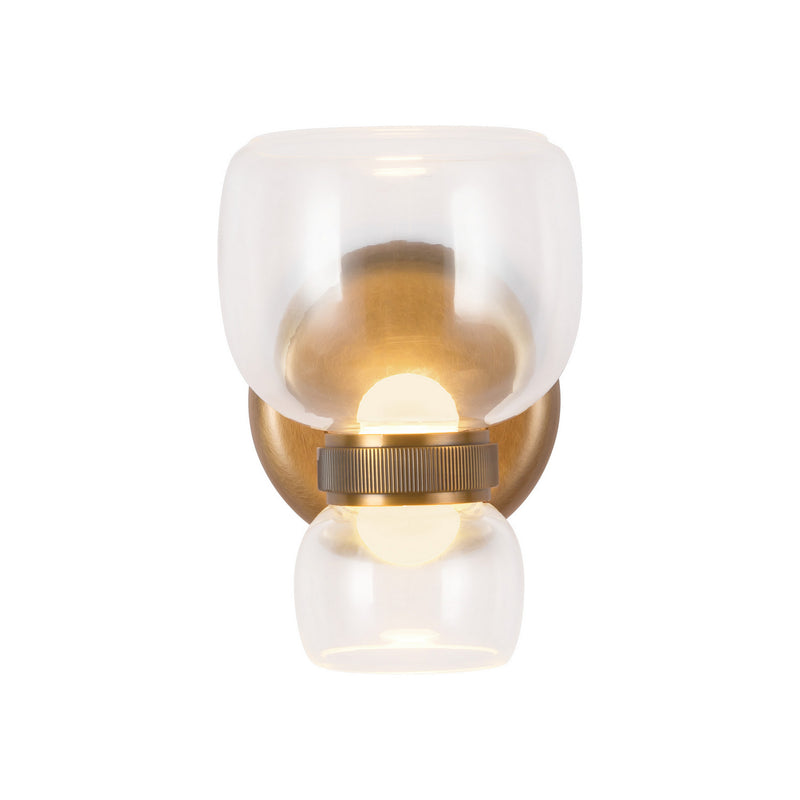 Alora WV310205VBCL LED Bathroom Vanity, Vintage Brass/Clear Glass