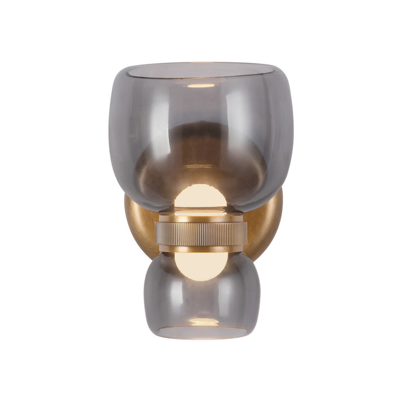 Alora WV310205VBSM LED Bathroom Vanity, Vintage Brass/Smoked Glass