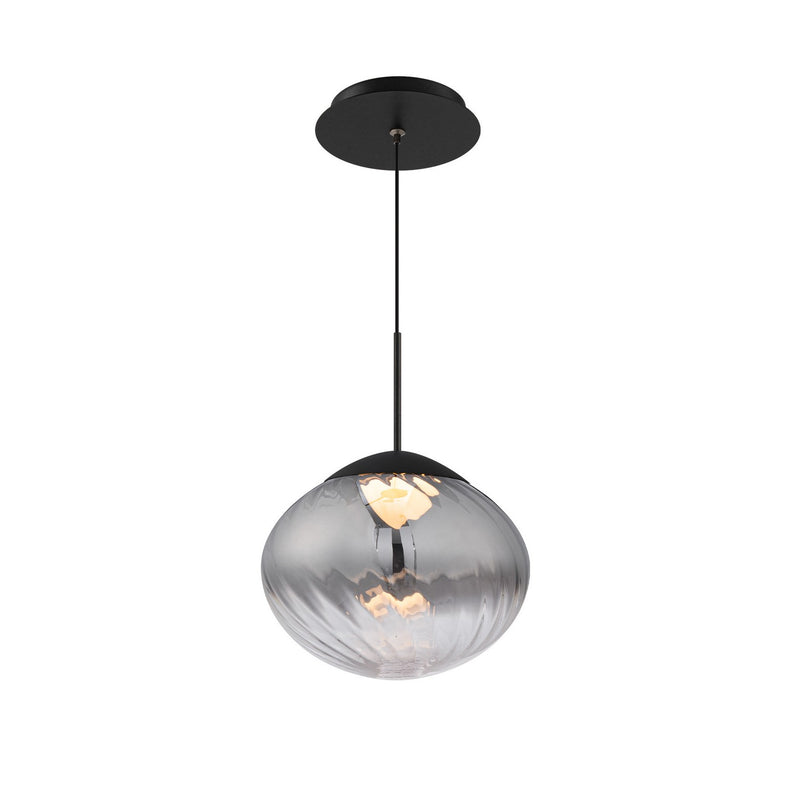 W.A.C. Lighting PD407609-BKSM LED Pendant, Black/Smoke Glass