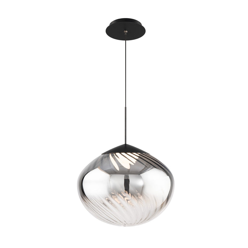 W.A.C. Lighting PD407614-BKSM LED Pendant, Black/Smoke Glass
