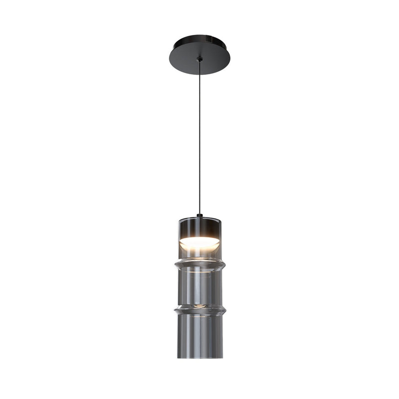 W.A.C. Lighting PD413612-TWA-BKSM LED Pendant, Black/Smoke Glass