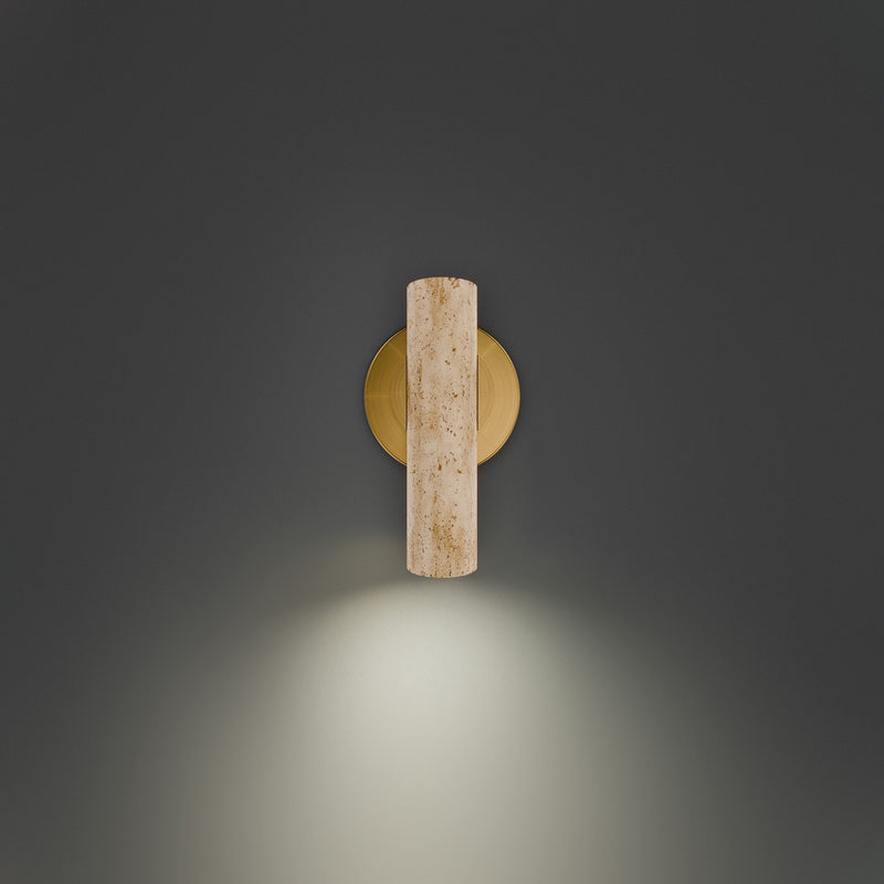 Modern Forms BL234608-WV/AB LED Task & Reading Bed Light, Beige Travertine/Aged Brass