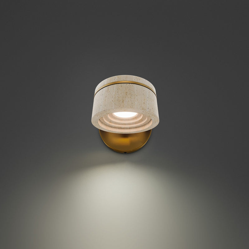 Modern Forms BL248606-WV/AB LED Task & Reading Bed Light, Beige Travertine/Aged Brass