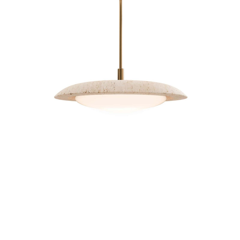 Modern Forms PD264620-TWA-WV/AB LED Pendant, Beige Travertine/Aged Brass