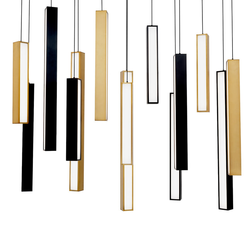 Modern Forms PD-64814L-BK/AB-BK LED Pendant, Black/Aged Brass & Black